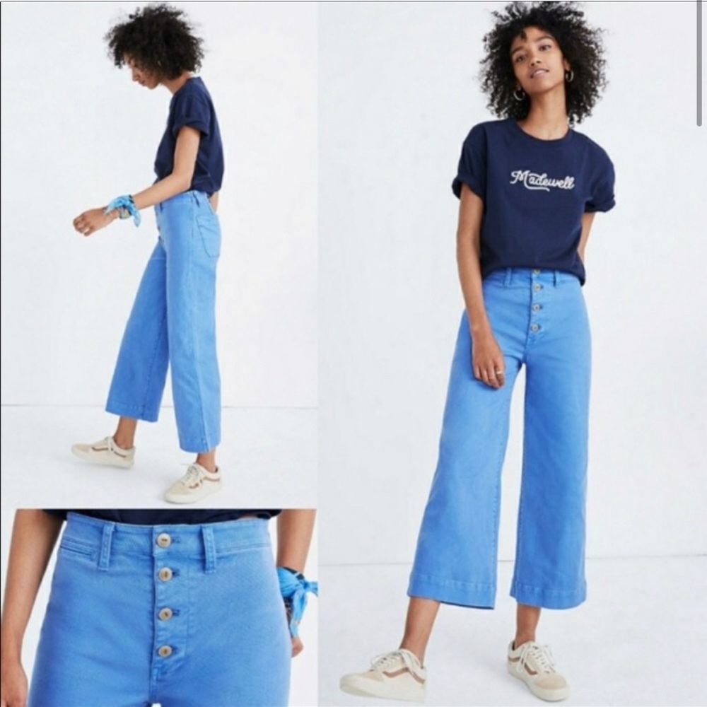 MADEWELL Emmett Wide-Leg Crop Pants: Button-Front